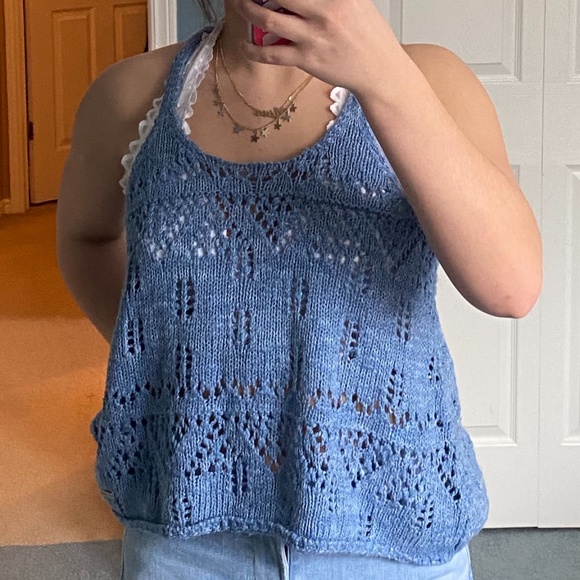 2/$15 HOLLISTER Flowy Blue Crochet Racer Back Tank - Picture 7 of 7